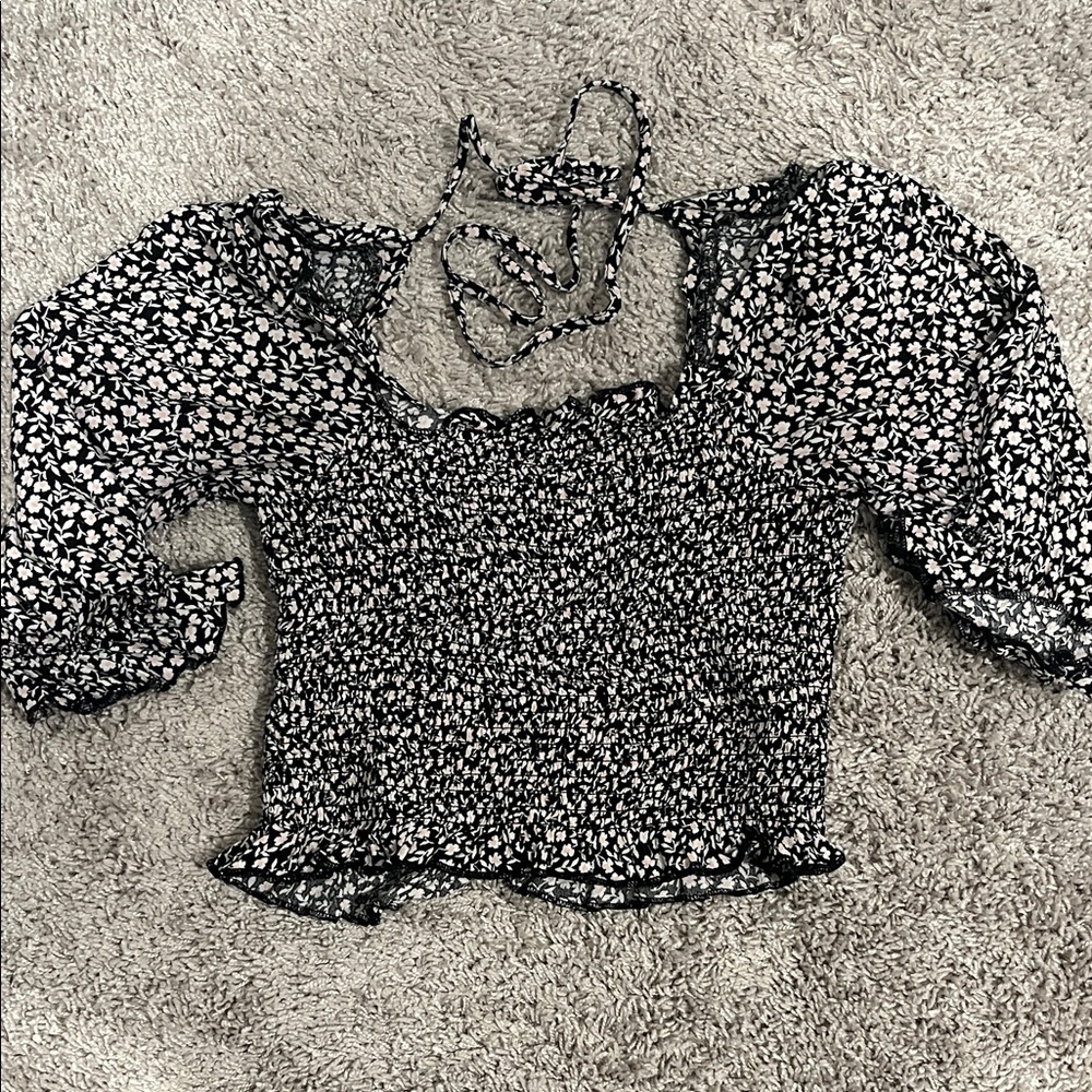 Miami Black and White Floral Blouse